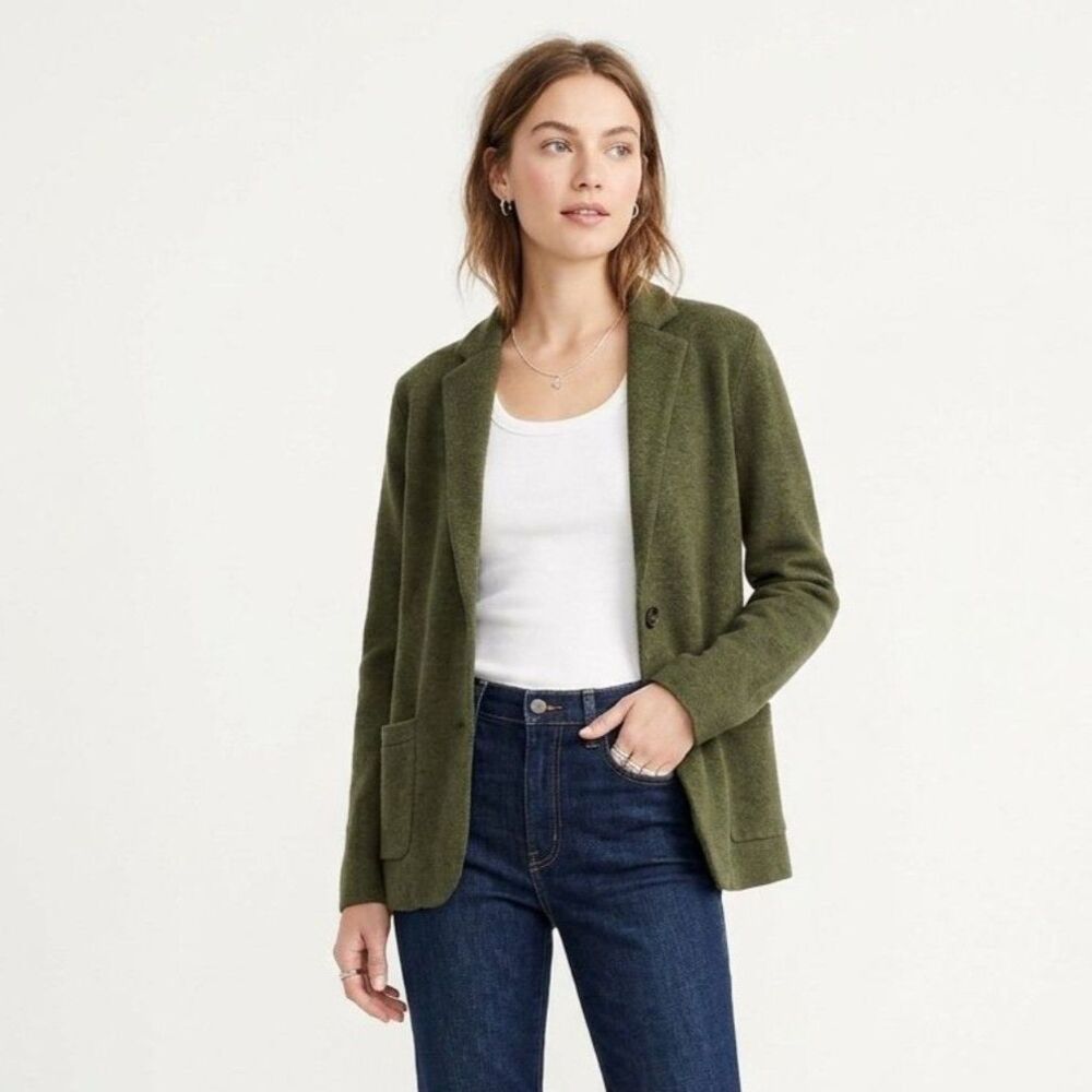 Banana Republic Olive Army Green Knit Long Sleeve Button Jacket Blazer M
